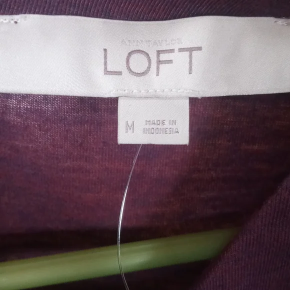 💗NWT💗 LOFT Long Sleeve Pleated Midi Dress, Burgundy and Black, Size Medium - Picture 6 of 11